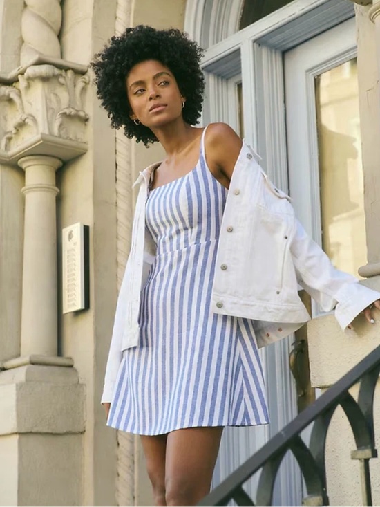 Old Navy Dresses & Skirts - Old Navy Fit and Flare Linen Blend Striped Mini Dress Size 2X